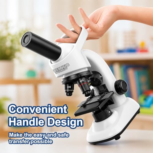 Kids Microscope Kit, 40X-1600X Beginner Microscope for Kids with LED Light, Prepared Slides, Phone Adapter and Lab Tools, STEM Science Toy for Ages 5-12