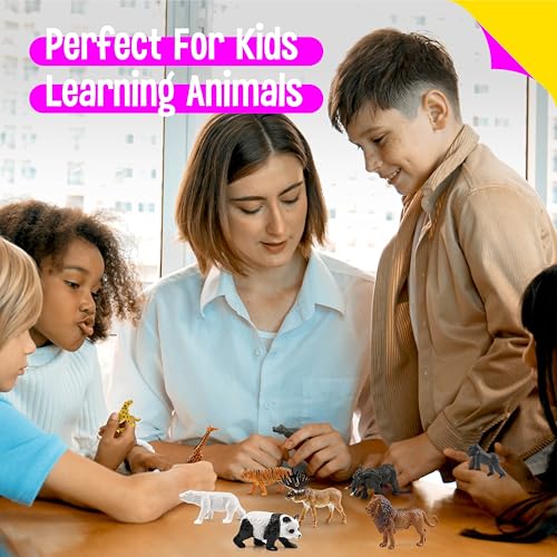 15 Wild Animal Figurines for Kids, Plastic Safari Animal Toys Tiny Portable Jungle Creature Figures Playset Montessori Toys Educational Game for Homeschool Preschool Toddler Kids - style: Wildlife (excluding cards)
