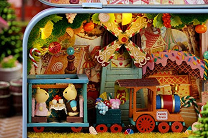 MAGQOO Miniature Dollhouse Kit Box Theater Kit Miniature Room Kit 3D DIY Wooden Doll House Kit with Furniture 1:100(Candy Adventure) - color: Candy Adventure
