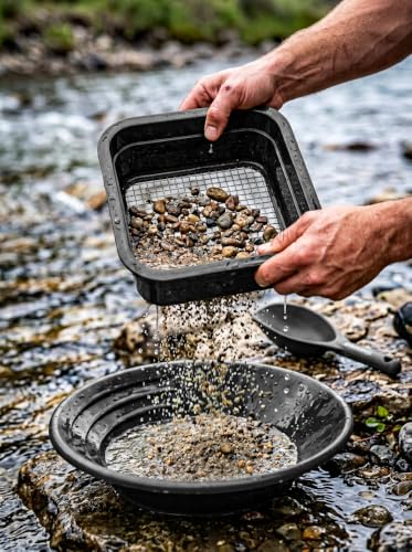 Sluice Fox mini Classifier Screen Gold panning Kits, Stainless Steel Screen mesh sifting Sieve Prospecting and gem Sorting; Shark Tooth sift Sifter - color: 5 Piece Black