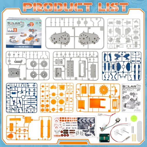 21 in-1 Solar Robot Building Kit STEM Gift for Kids 8-13, DIY Educational Science Robotics Toy Battery Solar Powered STEM Building Toy Set with 210 Pieces - size: 21 in 1