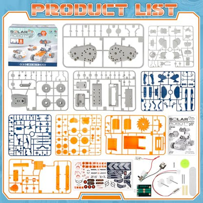 21 in-1 Solar Robot Building Kit STEM Gift for Kids 8-13, DIY Educational Science Robotics Toy Battery Solar Powered STEM Building Toy Set with 210 Pieces - size: 21 in 1