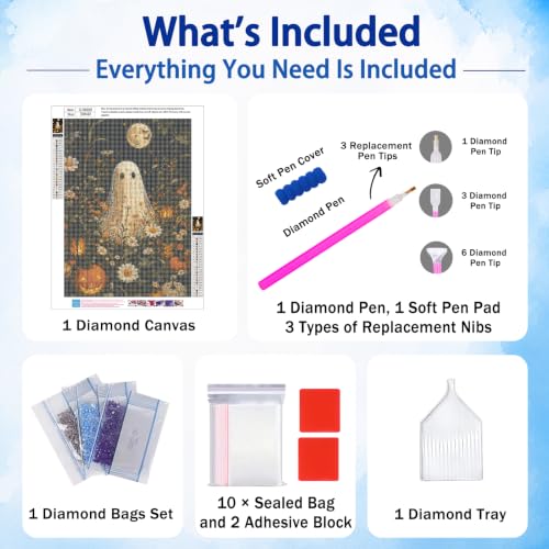 Halloween Diamond Art Kits for Adults, Ghost Diamond Painting, 12x16 Inch - color: 02-Halloween, size: 12X16 inch