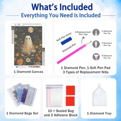 Halloween Diamond Art Kits for Adults, Ghost Diamond Painting, 12x16 Inch - color: 02-Halloween, size: 12X16 inch