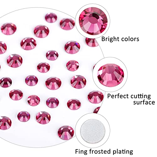 12 Grids 3792pcs Rose Flatback Rhinestones Set for Nail, Art, Crafts, Makeup, Tumblers Glitter Round with Tweezers and Picking Pen(SS6~SS20) - color: Lt.Rose