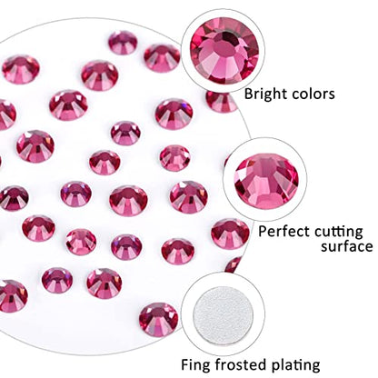 12 Grids 3792pcs Rose Flatback Rhinestones Set for Nail, Art, Crafts, Makeup, Tumblers Glitter Round with Tweezers and Picking Pen(SS6~SS20) - color: Lt.Rose
