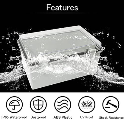 Junction Box IP65 Waterproof ABS Plastic Enclosure Hinged PC Clear Cover Electrical Project Box with Mounting Plate, Wall Brackets, Cable Glands 11.4" x 7.5" x 5.5"(290 * 190 * 140) - color: Clear Cover, size: 11.4" x 7.5" x 5.5"