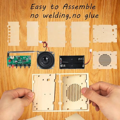 STEM Toys DIY FM Radio Kit, Science Circuit Project, Boy Gift Toys Age 8-13 - color: Classic Wood