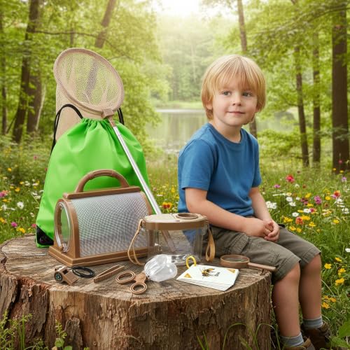 9Pcs Kids Explorer Kit Bug Catching Kit with Magnifying Glass