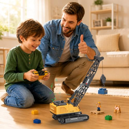 Remote Control Crane Toy for Boys, 2.4GHz RC Crawler Crane with Metal Hook & 2x1200mAh Batteries, 1:18 12-Ch RC Construction Vehicle with Lights, Sound,Spray, Birthday Gift for Kids Ages 8-12 - size: 7.3*4.5*7.5IN