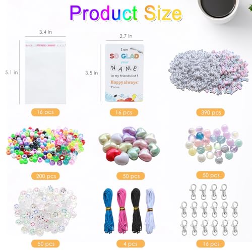 Tuhangcc 776 Pcs DIY Back to School Keychain Making Kit: Heart-Shaped Beads Adjustable Letter Alphabet Beads Strings, Gradient Brilliant Beads, 16 Charm Cards for Welcome First Day of School Gift - color: Gradient