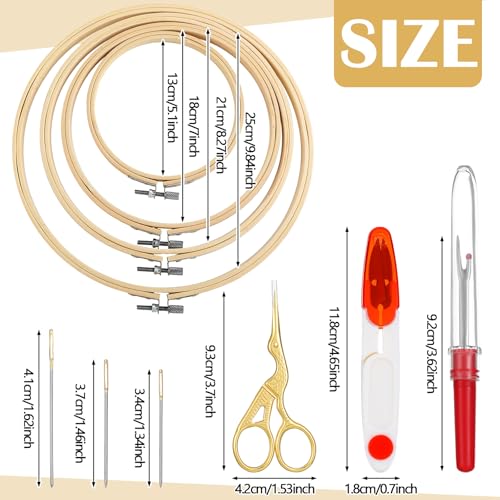 Mudder 53 Pcs Cross Stitch Kit with Embroidery Hoop Bamboo Needles,Red - color: Red