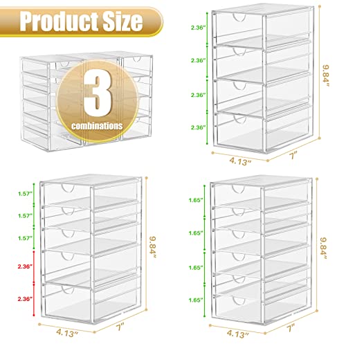 YFXCVSL 3-Pack Acrylic 15-Drawer Storage & Makeup Organizer for Desk - size: 15 Drawers