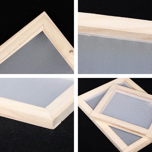 Ngdhkd 3Pcs Paper Making Frame Kit Wooden Paper Making Screen with Mesh