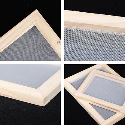 Ngdhkd 3Pcs Paper Making Frame Kit Wooden Paper Making Screen with Mesh