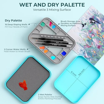 Nicpro Miniature Painting Kit with Wet Palette, Detail Paint Brush Drybrush - color: Blue