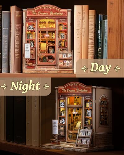 CUTEBEE Book Nook Kit, DIY Miniature House Kit for Adults, Bookshop Booknook - color: Drama Bookshop