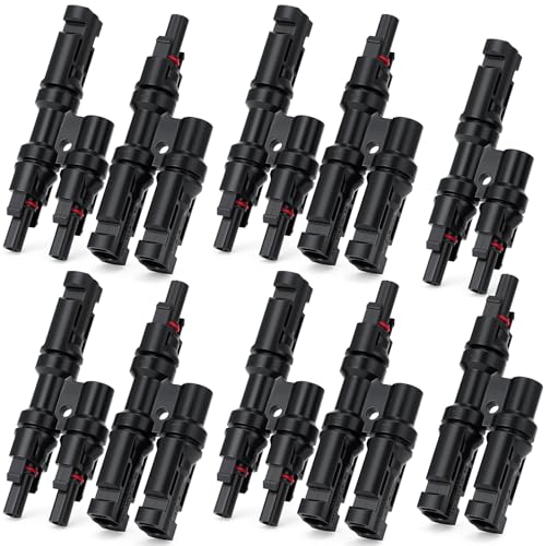 Leumoi 5 Pairs Solar Branch Connectors Y Connector for Parallel Connection Between Solar Panels FMM+MFF