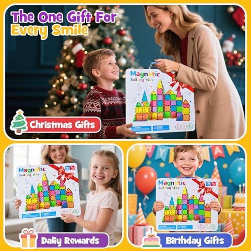 Premium Magnetic Tiles 100pcs: Durable STEM Building Blocks Kids 3-8 - size: 100 PCS