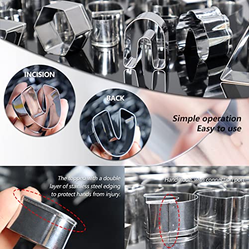 PTFJZ Polymer Clay Cutters for Earring Making 76pcs Clay Tools Set 67 Shapes Stainless Steel Clay Cutters with 8 Circle Shape Cutters 1 Letter Stamp - color: 76metal