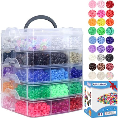 LIS HEGENSA 6300Pcs DIY Childrens Craft Pony Beads Friendship Bracelet Kit - color: 6300PCS