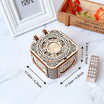 GuDoQi 3D Wooden Puzzle, Treasure Box with Music, Mechanical Model Kit to Build for Teens and Adults, DIY Assembly Kit, Gifts for Birthdays Christmas