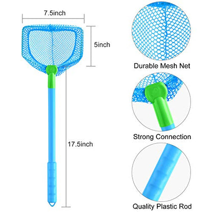 Coopay 2 Pieces Butterflies Kids Fishing Net Catching Bug Floating Bait Beach Nets for Outdoor Playing - color: Green + Blue