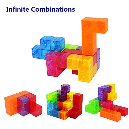 2-Pack Magnetic Cube Block Educational Puzzle Toy for Kids Stress Relief - color: Crystal-2 Pack