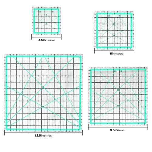MANUFORE Quilting Ruler 4-Piece Square Sewing Acrylic Ruler Quilting Tools - style: 4pcs Square IN