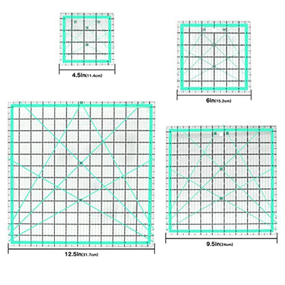 MANUFORE Quilting Ruler 4-Piece Square Sewing Acrylic Ruler Quilting Tools - style: 4pcs Square IN