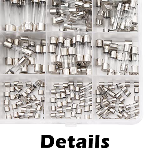 24 Values 275Pcs Fast Blow Glass Fuses Assortment Kit 250V 6x30mm 5x20mm 0.5A 1A 2A 3A 5A 6A 8A 10A 15A 20A 125V 5x20mm 3.6X10mm 1A 2.5A 3A 5A 7A 8A - size: 275PCS kit