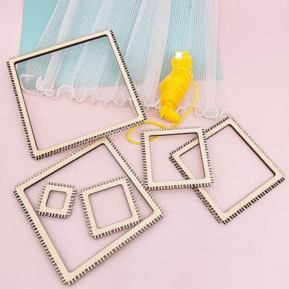 alinacutle 1 Set Weaving Loom Kit Small Weaving Loom for Beginners Wooden DIY with Wooden Stick (Square Weaving Loom Kit) - color: Square Weaving Loom Kit