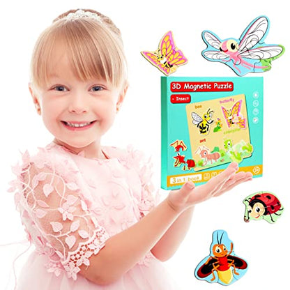 Magnetic Puzzles for Kids Ages 3-5, Travel Toddler Insect Puzzle Toy - style: Insect