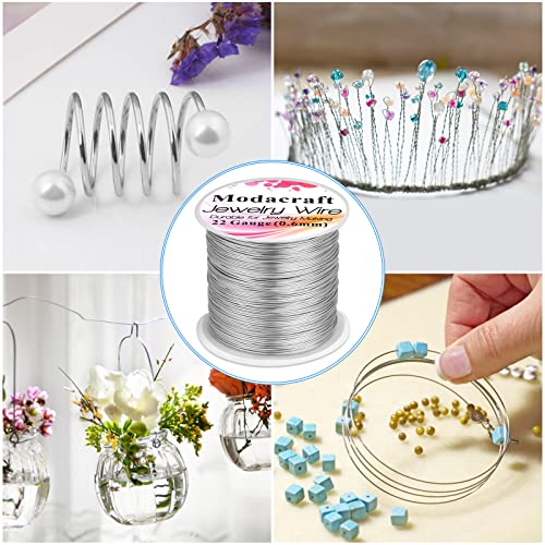 Modacraft 22 Gauge Silver Wire for Jewelry Making with Jewelry Pliers, Craft Wire Beading Wire Tarnish Resistant Copper Wire - color: Silver, size: 22 Gauge