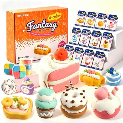 Both idea Air Dry Clay Dry Clay Kit Air Clay Kit & Clay Kits for Kids with Air Dry Clay Tools, Dry Air Clay Craft Cake Dessert Ideal Kid Craft School Party Classroom Birthday Party Gifts - style: Baking Magician