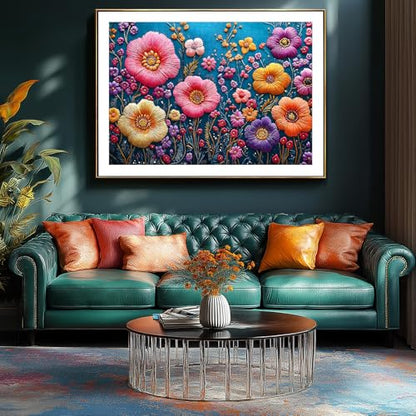 Blueforest 1000 Piece Colorful Embroidered Flowers Jigsaw Puzzle - color: Colorful Embroidered Flowers