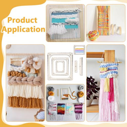 NBEADS 5 Pcs Weaving Loom Kit, Rectangle Weaving Loom Kit with Weaving Comb and Weaving Tools Wooden Multi-Craft Weaving Loom for Beginners and Weaving Enthusiasts