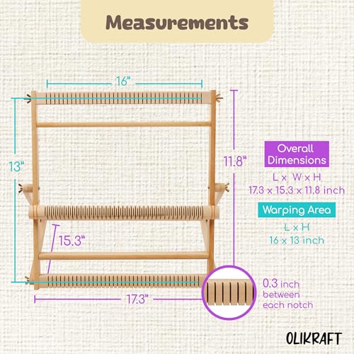 Olikraft Wooden Weaving Loom, Adjustable Stand (Small) - color: Natural Beech, size: Small