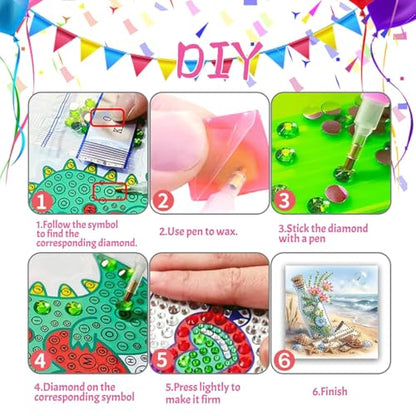 DDGYP 6 PCS,DIY Diamond Art Greeting Cards Kit with Envelopes, 5.9x11.81 in - color: Sky blue
