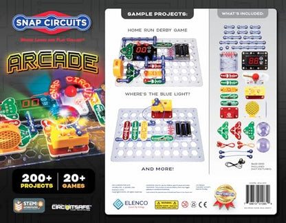 SNAP CIRCUITS Arcade SCA-200 STEM Electronics Kit for Kids Ages 8+ - style: Arcade