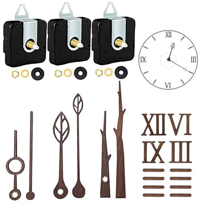 3 Sets 0.86in Shaft Clock Movement Mechanism with Hands and Numerals, CNYMANY Clock Repair Parts Replacement High Torque Long Shaft Clock Movement with 3 Pairs Hands & 1 Roman Numeral Scale - color: Shaft Clock Movement Mechanism + Hands + Numerals