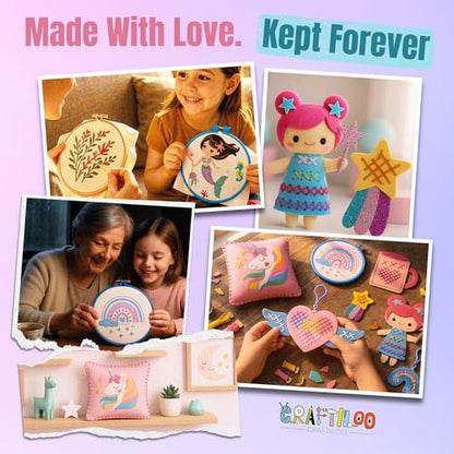 2-in-1 Cross Stitch & Embroidery Kit for Kids - 8 Beginner Projects - style: 2-in-1 Kit (8 Projects)