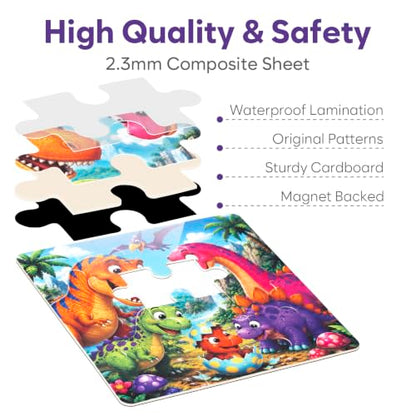 Biarek Dinosaur Magnetic Puzzles for Kids 3-5, 37-Piece Travel Set - color: Dinosaur - 37 Pieces