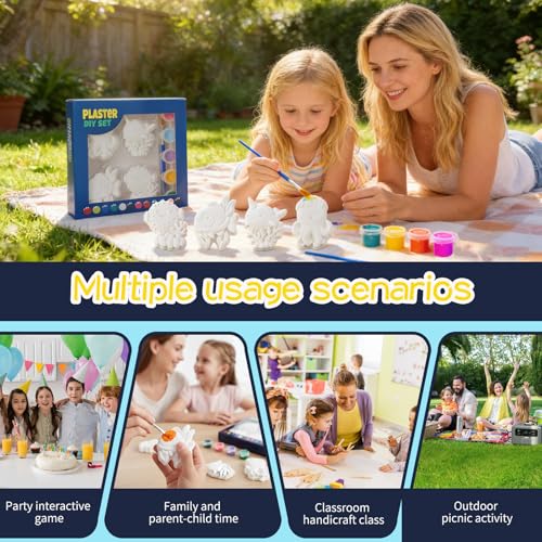 GloomGlo 4Pcs Sea Creature Plaster Paint Kit for Kids