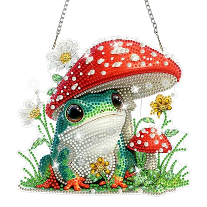 AIRDEA Hanging Diamond Painting Kits Frog,Special Shaped Diamond Art Kits Cute Gem Art Pendant Decor,19.5x18.08cm - color: red green white