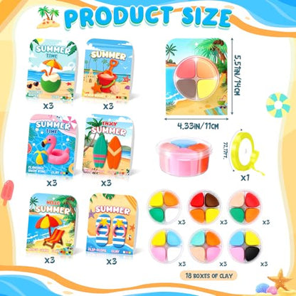 Capoda 18 Sets Summer Air Dry Clay Kits for Kids Back to School Gifts Bulk - style: Summer