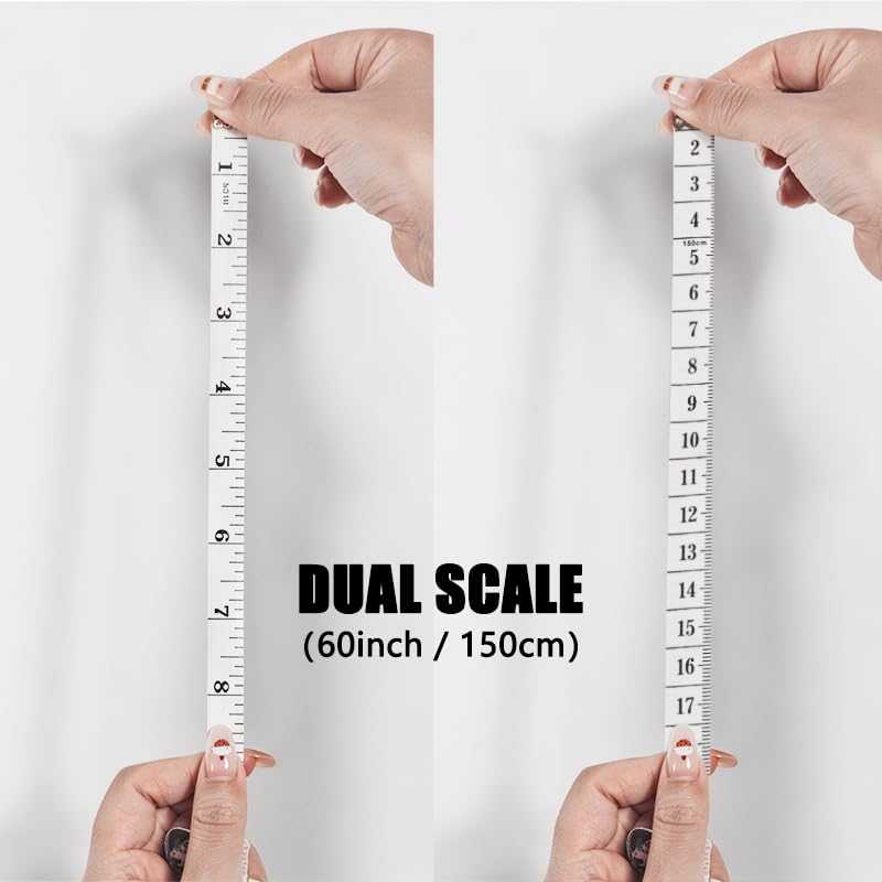 Soft Tape Measure Double Scale Standard & Metric Measurements Tape Body Sewing Flexible Tailor Craft Ruler 60 Inches - color: White Pink Green