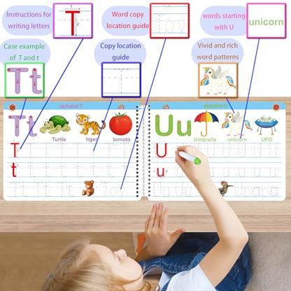 ALIANFLY Preschool Learning Activities Educational Workbook - Toddler Prek Montessori Handwriting Practice Activity Tracing Toys Busy Book for Kids, Autism Learning Materials and ABC Learning Book - color: Green - Dinosaurs