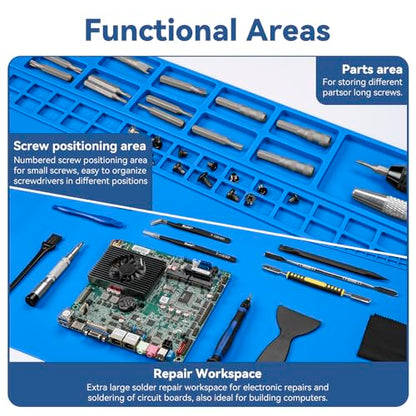 Kaisi Extra Large Soldering Mat, 932°F Heat Resistant Silicone Solder Mat - color: Blue, size: 27.6'' x 15.7''