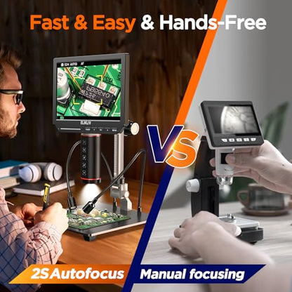 Elikliv Autofocus 4K Digital Microscope EM4K-AF, 8" Soldering Microscopes